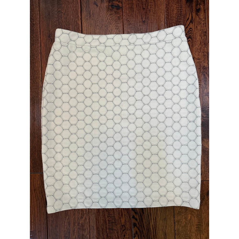 Leota Geometric Circle Ponte Pencil Skirt Womens Petite M Black White Preppy